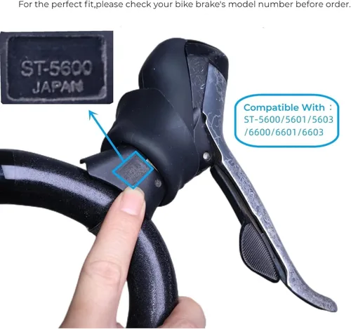 Vista 2 de Manetas de freno de bicicleta, capó compatible con ST-5600/5601/6600 Ultegra protector de silicona, 1 par, color negro
