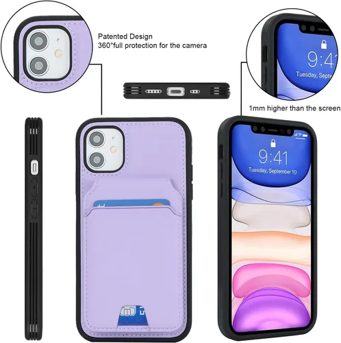 Vista 7 de Havaya Funda Magsafe para iPhone 11 con tarjetero iPhone 11 magsafe funda cartera 2 en 1 desmontable con ranura trasera para tarjetas, cartera