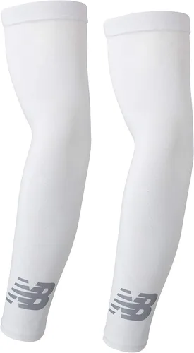Vista 5 de New Balance - Mangas de compresión unisex para deportes al aire libre, color blanco y negro (1 par)