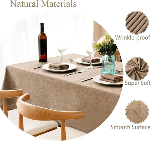 Vista 3 de Mebakuk - mantel rectangular antiarrugas y antiencogimiento, a prueba de derrames, mantel decorativo de tela para comedor y uso al aire libre