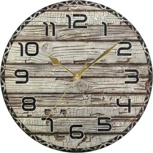 Vista 8 de Old Wooden Wall Clock 10 Inch Silent Non-Ticking Battery Operated Clock Decorative for Kitchen, Bathroom, Bedroom, Living Room