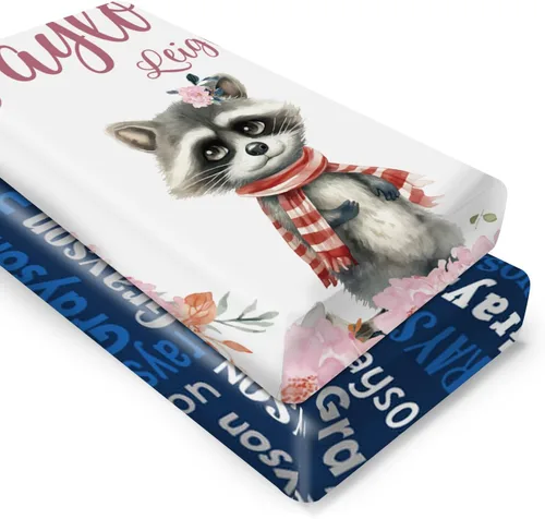 Vista 12 de Sábanas personalizadas para cuna de bebé, sábana bajera ajustable con nombre personalizado para funda de colchón estándar de cuna, paquete de 2