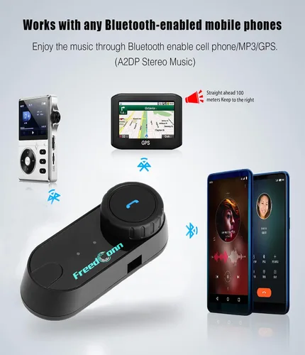 Vista 8 de TCOM VB - Casco de motocicleta con Bluetooth para uso compartido de música, sistemas de comunicación de intercomunicación universales de 800 M