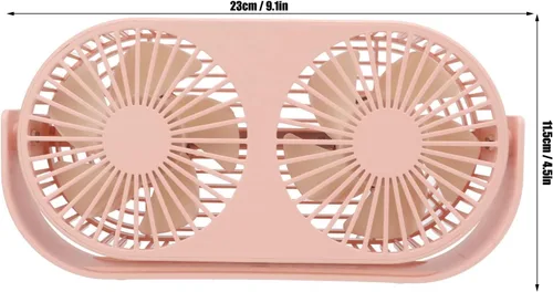 Vista 6 de Ventilador de escritorio USB personal pequeño, ventilador USB de doble cabezal mejorado para el hogar, dormitorio, oficina, ventilador pequeño