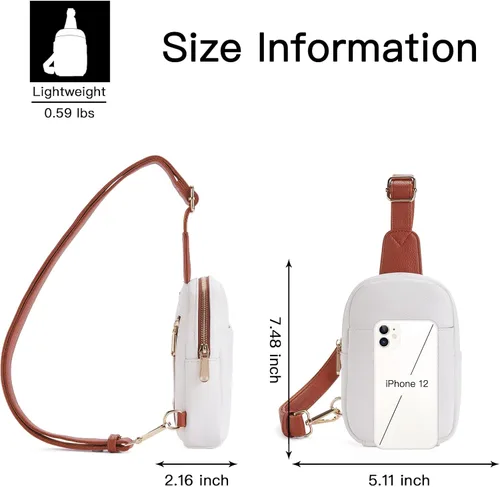 Vista 6 de Telena Riñonera pequeña para mujer, de cuero, cangureras, bolsa de pecho para mujer