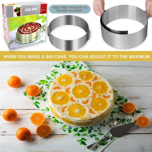Vista 4 de DOERDO - Cortador de galletas circular ajustable de 6 a 12 pulgadas, molde de pastel para hornear, cortador de pastel redondo, mousse en capas
