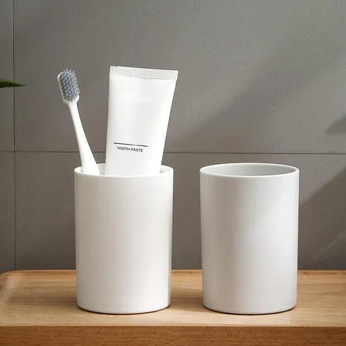Vista 8 de Vaso de baño de 10.5 oz reutilizable irrompible para cepillo de dientes de 10.1 fl oz – Enjuague bucal de plástico fácil de limpiar soporte