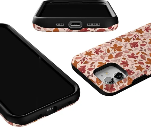 Vista 3 de Funda Casely para iPhone 12 Mini No puedo evitar enamorarme Hojas de otoño Compatible con MagSafe Diseño protector audaz
