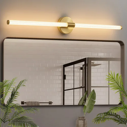 Vista 20 de Lámparas LED de baño, luces doradas para baño, iluminación completa de 360°, regulable, barra de luz LED de 24 pulgadas sobre espejo, aplique