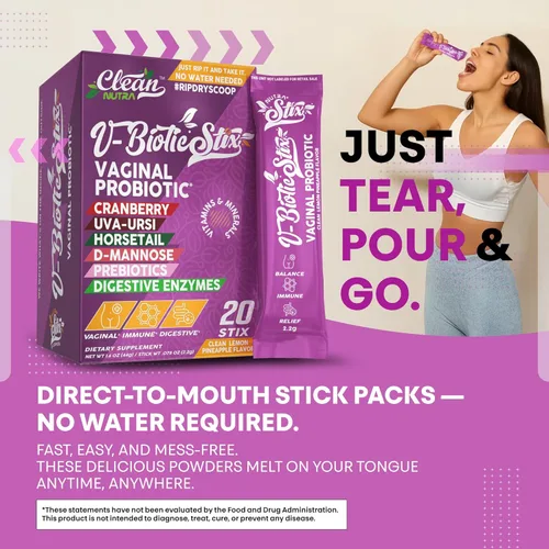 Vista 8 de Clean Nutraceuticals Probióticos vaginales para mujeres con extracto de arándano, D-manosa, prebióticos, equilibrio de pH para mujeres, salud