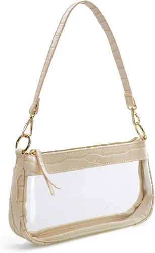 Bolso de hombro transparente PVC clásico de los años 90 Bolso cruzado de cocodrilo de cuero vegano para mujer