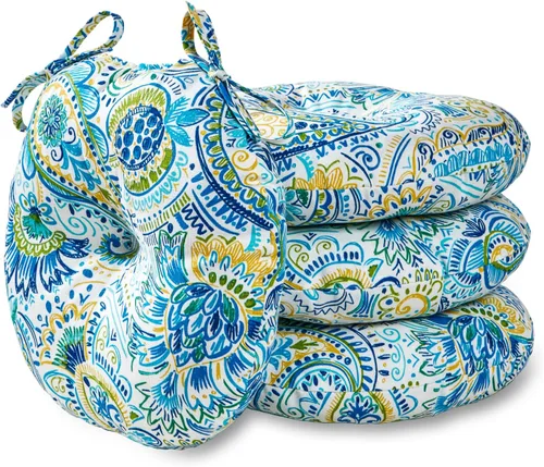 Vista 41 de Greendale Home Fashions Cojín redondo para asiento bistro de 15 pulgadas, 2 unidades (paquete de 1), Adobe Stripe