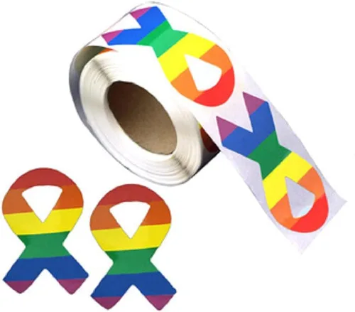 Vista 19 de Pegatinas de bandera bisexual para el mes del orgullo - Venta al por mayor Bi-Pride en un rollo (2 rollos - 500 calcomanías)