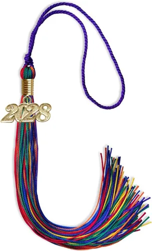 Vista 261 de Endea Graduation - Borla de doble color mixto con fecha dorada (negro/dorado antiguo, 2021)