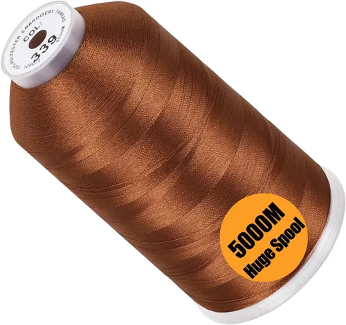Vista 22 de New Brothread - Bobina única de 5000 m de hilo de poliéster para máquina de bordar 40WT para máquinas comerciales y domésticas - Rojo ámbar