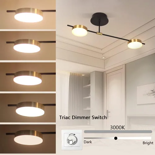 Vista 4 de Lámpara de techo moderna, 15 W, 2 luces, regulables, LED, luces de techo semiempotradas para comedor, cocina, sala de estar, dormitorio, oficina