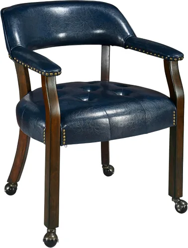 Vista 14 de LEEMTORIG Sillas de comedor con ruedas y brazos, sillas de comedor con ruedas, sillas de mesa de póquer de acento, sillas de madera maciza