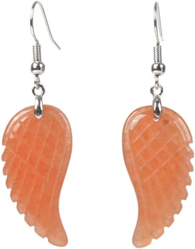 Aretes colgantes hechos a mano con alas de ángel de reiki curativas de cristal de piedras preciosas