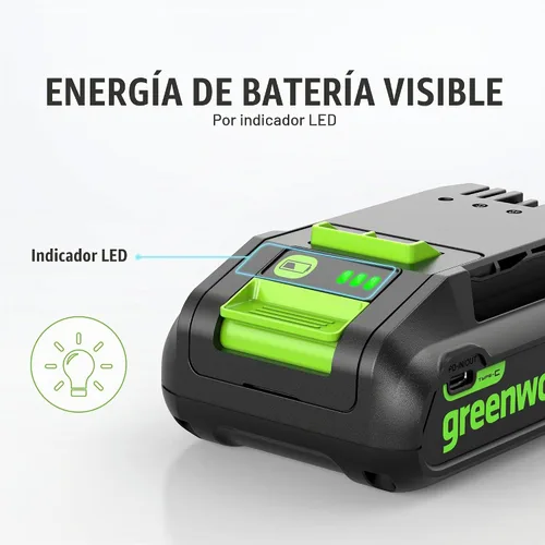 Vista 3 de Batería Greenworks de 24V y 2.0Ah (Batería original de Greenworks / Más de 125 herramientas compatibles)