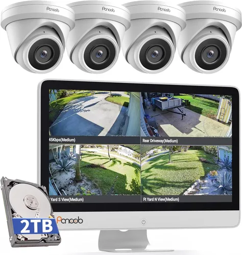 Vista 9 de Sistema de cámara de seguridad con cable con pantalla de monitor para el hogar, NVR de 8 canales de 8 MP con disco duro de 2 TB, cámara IP PoE de 5