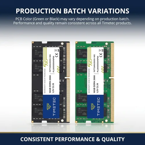 Vista 2 de Timetec Advanced 16GB DDR4 2666MHz (PC4-2666V) PC4-21300 SODIMM Laptop RAM – 260-Pin 1.2V CL19 Non-ECC Unbuffered módulo de memoria para portátil