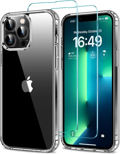 Vista 12 de HOOMIL Funda para iPhone 11 con 2 protectores de pantalla de vidrio templado, no amarillea, protección contra caídas, arañazos, transparente, parte