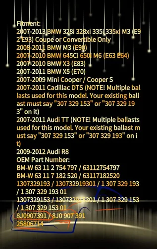 Vista 3 de 1307329153 Módulo de unidad de control de balasto de faros de xenón con arranque rápido y estabilidad segura para Cadillac Mini Cooper Audi