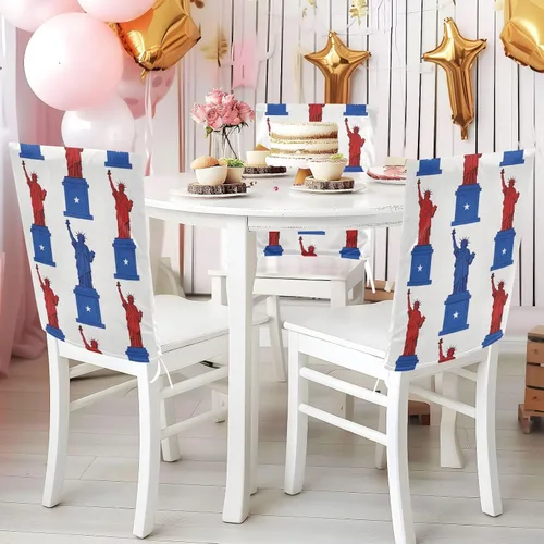Vista 5 de 4th of July Independence Day Red and Blue Lady Liberty Decorative Chair Cover for Dining Room Chairs Soft Dining Room Chair Covers Protector