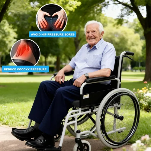Vista 3 de Cojín de asiento de silla de ruedas de gel, cojines para dolor de cama para glúteos, almohada de espuma viscoelástica para hemorroides para sillas