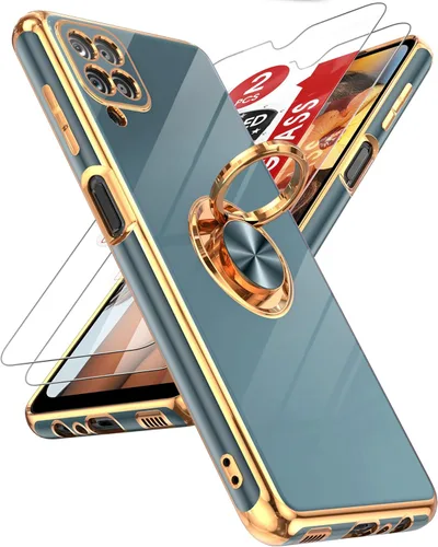 Vista 19 de LeYi Funda para teléfono Galaxy A12: con protector de pantalla de vidrio templado [paquete de 2] Soporte de anillo giratorio de 360°, soporte Rosa
