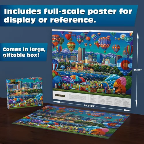 Vista 2 de Buffalo Games - Sapphire Select- Eric Dowdle - Balloon Spectacular - Rompecabezas de 1000 piezas - Desafiante y divertido - Tablero de rompecabezas