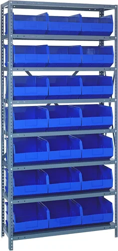 Vista 51 de Quantum QSBU-245BK Heavy Duty Shelving Unit with (7) Shelves and (24) QUS245 Black Bins for Garage Warehouse Storage Distribution 400 lb Load