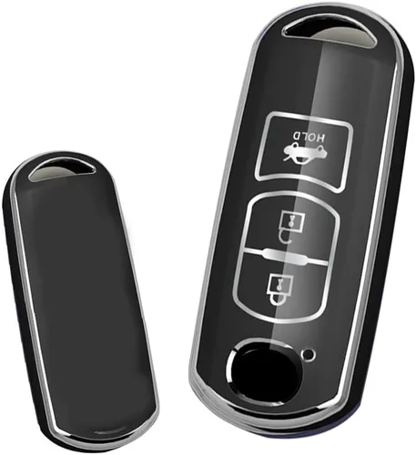 Vista 4 de ontto Funda para llave inteligente compatible con Mazda de 3 botones para Mazda 2, 3, 5, 6, 8, CX3, CX5, CX7, CX9, MX5, protector de llave de Negro