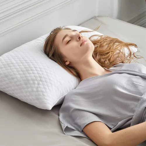 Vista 2 de NTCOCO Almohadas de cama de espuma viscoelástica trituradas para dormir, tamaño estándar, con almohada hipoalergénica extraíble lavable para dormir