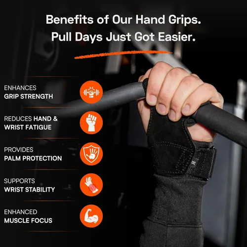 Vista 4 de Empuñaduras de elevación para levantamiento de pesas, levantamiento de pesas y levantamiento de pesas con agarre mejorado, agarres de cuero de doble