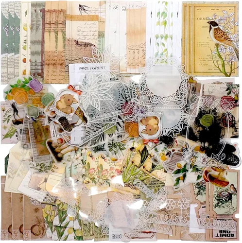 Vista 7 de Kit de 260 piezas de suministros vintage para scrapbooking estético y journaling, gran colección para bullet journals y junk journals, collage