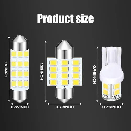 Vista 2 de Pack-24 Kit de bombillas LED para coche, T10 31 mm 42 mm Bombillas LED para interior de coche Luz de cúpula, Bombillas LED Festoon Bombillas