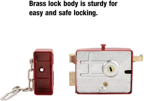 Vista 5 de Cerradura de seguridad roja resistente de la puerta delantera de la puerta de 1.772 in-2.165 in con llaves