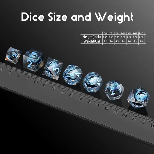 Vista 14 de DNDND Dados de Resina Ojo DND de Borde Afilado Dado de D&D con Estuche de Regalo para Juego de Dungeons and Dragons (Ojo de Dragón Verde)