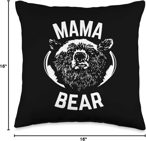 Vista 4 de MAMA BEAR Regalos para mamá para cumpleaños, Día de la Madre, Día de la Madre, Madre, abuela, 16 x 16 pulgadas, multicolor