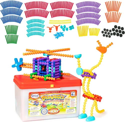 POPULAR PLAYTHINGS Playstix, Kit de palos de construcción para niños, juguete de construcción de troncos de construcción, regalo para niños y niñas,
