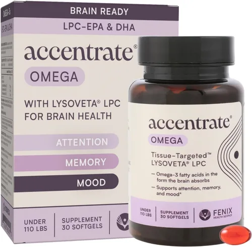 Omega con LYSOVETA LPC | Suplementos de EPA y DHA para la salud cerebral | Enfoque, atención, memoria y estado de ánimo | 6 veces mayor absorción