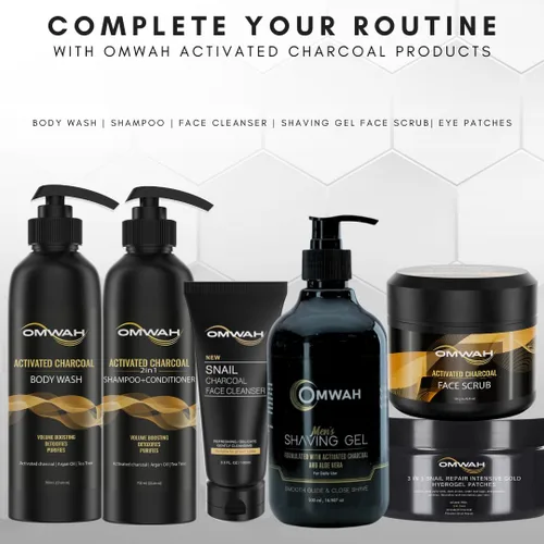Vista 6 de OMWAH Exfoliante facial de carbón activado, microdermoabrasión para hombre (4.23 onzas)