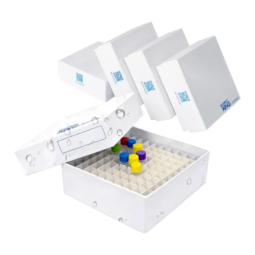 Cajas Cryo de 100 pozos, revestimiento de plástico, 2 pulgadas de altura, paquete de 5 | Cryobox de cartón duradero, estable de -320.8 °F a 249.8