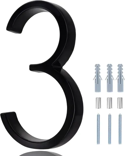 Vista 43 de Números de casa blancos para exterior moderno - Números de casa flotantes modernos de 5 pulgadas, crean sombras atractivas e interesantes, número 7