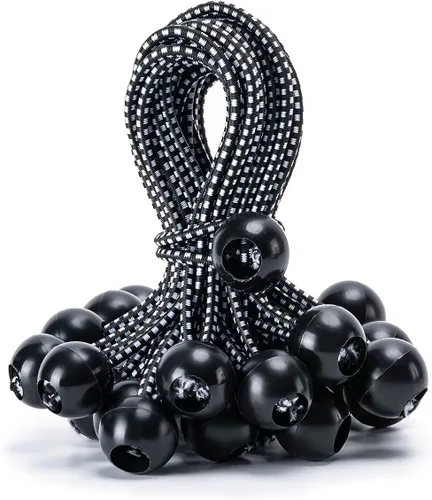 Vista 18 de Paquete de 30 cuerdas elásticas con bola, cuerdas elásticas resistentes de 4 pulgadas, lona de toldo con bolas elásticas para amarre de dosel