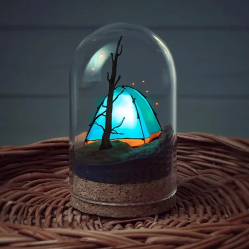 Vista 7 de Garneck 5 piezas de cubierta de vidrio de corcho, mini luces de hadas, contenedores pequeños, velas de postre, cúpula con pantalla de vidrio base