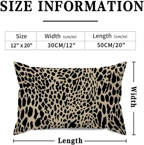 Vista 2 de ArogGeld Funda de cojín lumbar con estampado de leopardo y guepardo negro, funda de almohada para sofá, con manchas de animales marrones y negros