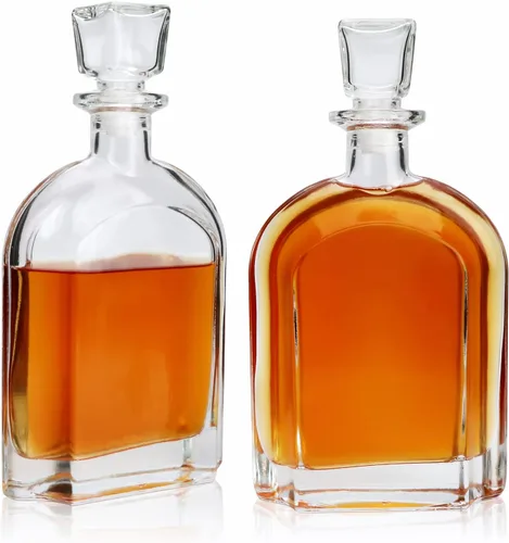 Salzesfalls Decantador de whisky con tapón de vidrio, botella de vidrio de whisky con tapón geométrico hermético para vino, bourbon, brandy, licor,