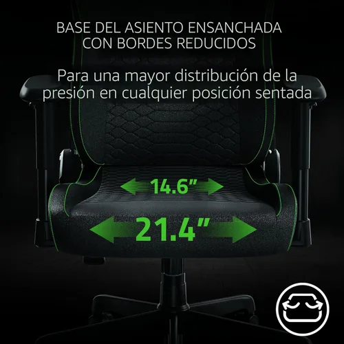 Vista 5 de Silla ergonómica para videojuegos Razer Iskur V2 X: Soporte lumbar incorporado - Base de asiento ampliada - Cojines de espuma de alta densidad